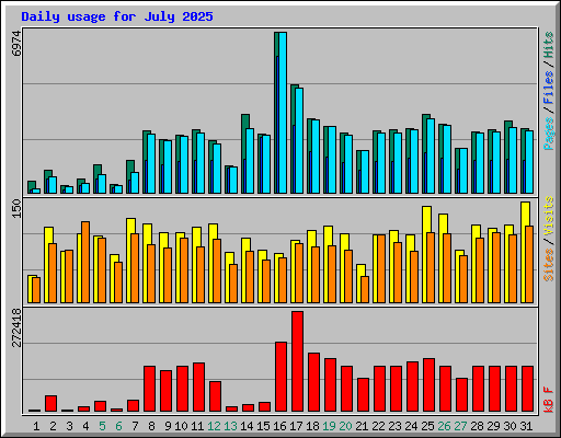 Daily usage for July 2025